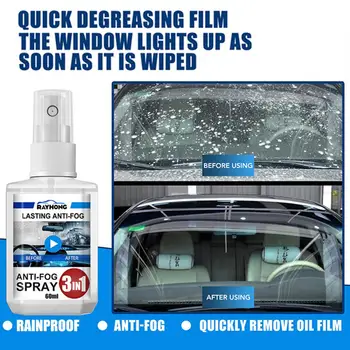 60ml Anti-fog Sprej 3 v 1 Rainproof Rýchle Čistenie Antifogging Sprej Auto Predné Zadné Okno Antifogging Agent pre Automobilový