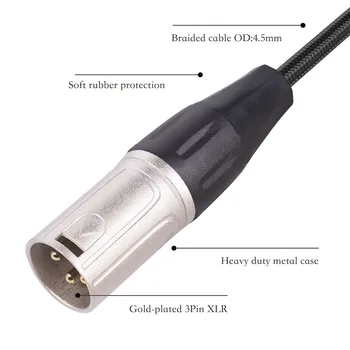 Mikrofón, Adaptér, Kábel XLR Samec Na 1/4 (6.35 mm) Palec Kábel Žena Calbe Pre Pro Audio Použiť Čierne Elektrický Nástroj Časti