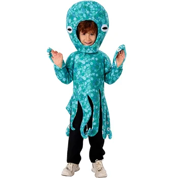 Halloween Roztomilé Modré Octopus Cosplay Kostým Pre Deti Chlapci Dievčatá Zábavné Jumpsuit deň Detí fáze výkonu Oblečenie