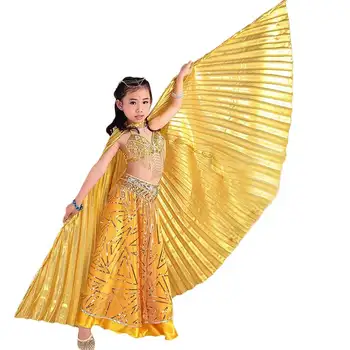 Deti Tanečné predstavenie Rekvizity, Brušný Tanec Príslušenstvo Egyptské Zlato Krídla Non-split Zlato/Striebro Isis Krídla Č Palice