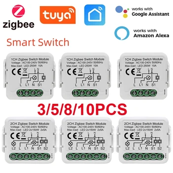 Tuya ZigBee 3.0 Smart Switch Modul 10A Smart Home DIY Breaker 1 2 Gang Podporuje 2 Spôsob Kontroly Spolupracuje S Alexa Domovská stránka Google