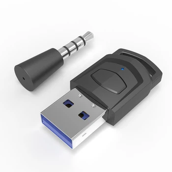 3,5 mm Vysielač Pre Sony PS4 Gamepads Herný ovládač Headsety Prijímač USB Adaptér Bluetooth-kompatibilné 4.0 hardvérový kľúč USB Čierna