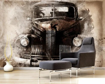beibehang abstraktných de parede Prispôsobené moderné módne atrament Európsky štýl nostalgické retro classic car tapetu pozadia