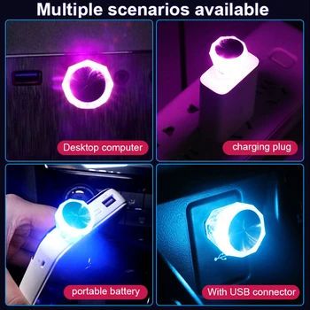 Auto USB Atmosféru Lampa Bezdrôtový Blesk Farebné Svetlá Auto Dekorácie Osvetlenie Nočné Osvetlenie Počítača Mobilné energetické Nabíjanie