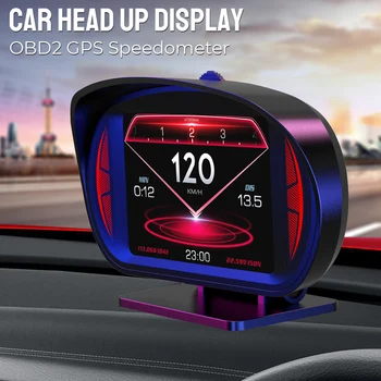 Bezpečnostný Alarm prekročenia rýchlosti Alarm P2 Duálny Systém HUD Auto Head Up Display Turbo Brzdy Test Sklonu Svahu Meter OBD2 GPS Tachometer