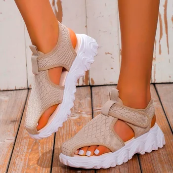 Dámske Sandále 2023 Nové Letné Oka Duté Klin Platformu Papuče Ležérne Topánky Športové Flip Flops Chôdza Mujer Zapatillas