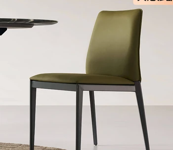 Taliansky minimalistický kožené jedálenské stoličky tmavo zelená domov moderné svetlo luxusné high-end nehrdzavejúcej ocele, jedálenské stoličky
