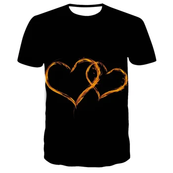 Móda v tvare Srdca grafické t košele Pre Mužov Lete 3D Láska Vzor Tlače T-shirt Zaujímavé Osobnosti krátky rukáv t-shirts