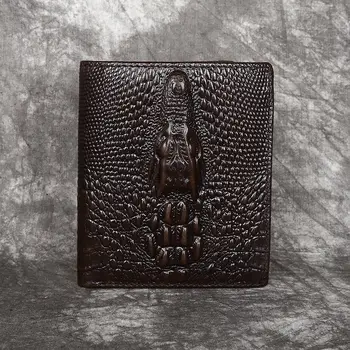 Pánske peňaženky originálne kožené krátke vrchnú vrstvu cowhide plastický vzor krokodílej peňaženky retro ležérne pánske peňaženky, strieborné taška