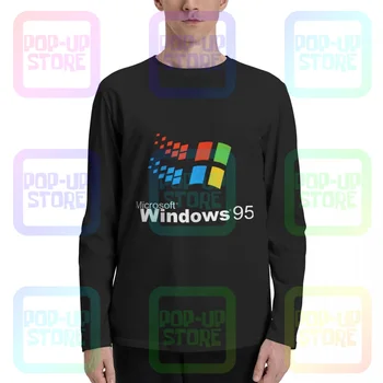 R1 Windows 95 Čas Späť Na Long Sleeve T-Shirts, T-tričko Tee Mäkké Bavlnené Klasické Streetwear