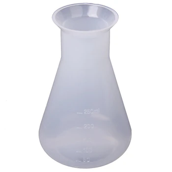 6X Plastové Transparentné Laboratórne Chemické Erlenmeyer Baniek Kontajner na Fľaše - 250 Ml