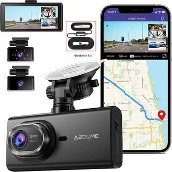AZDOME M560-3CH Auta DVR 3 Kanál Dash Cam 4 cm Dotykový Displej 64GB/128 GB eMMC Skladovanie Vstavané GPS, WIFI 1080P Predné Zadné Kabíne