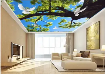 3d strop, nástenné maľby, tapety vlastné fotografie Sen zelený les sky holub domova 3d nástennú maľbu, tapety v obývacej izbe