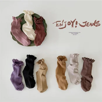 Vintage Batoľatá Dievčatá Ponožky Baby Čipky Dlhá Ponožka Deti Kolená Vysoké Bavlna Rebrovaný Španielskom Štýle Detí Priedušné Ponožky 0-8 Rokov
