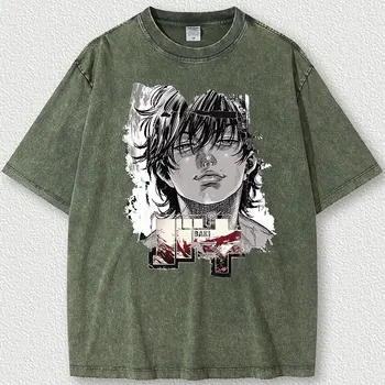 Anime Baki Hanma Tričko Vintage Umyté T-shirt Baki na Grappler Tlač Tričko 100% Bavlna Lete Retro Krátky Rukáv Tees