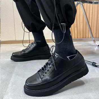 pánske na voľný čas originálne kožené topánky gentleman business formálne šaty čierne platformy obuvi priedušná obuv chaussure homme