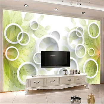 wellyu abstraktných de parede papier peint Vlastnú tapetu Moderný jednoduchý ručne maľované kvety 3D kruhy TV pozadí na stenu