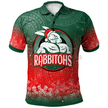 2022 Letné košele ženy, pre mužov Vianočné Rugby Rabbitohs Super 3D vytlačené Krátky rukáv t košele, Topy camisas
