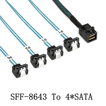 Mini SAS HD 12G SFF8643 90 Stupeň 4 SATA Kábel Vnútorné SFF 8643 Doska Regulátora Na 4 SATA Pevný Disk Servera Kábel