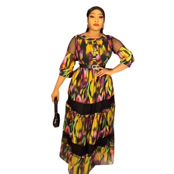 Africkej Tlače Šaty pre Ženy Lete Elegantné Afriky, Polovičný Rukáv Polyester O-krku Dlhé Šaty Maxi Šaty Afriky Oblečenie pre Ženy