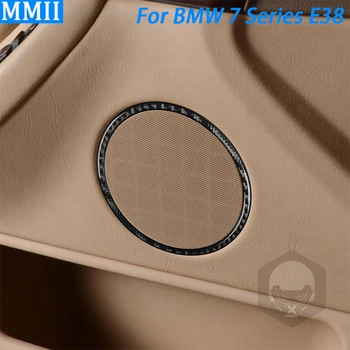 Pre BMW 7 Series E38 1994-2001 Skutočné Uhlíkové Vlákno Vnútorné Dvere Reproduktorový Panel Trim Krúžok Auto, Interiér Dekorácie Doplnky Nálepky