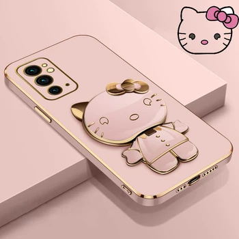 Hello Kitty elektrolyticky pokrývajú Telefón puzdro Pre Samsung Galaxy S23 Ultra S22 S21 S20 FE S10 Poznámka: 20 10 Plus A24 A34 A54 Stojan Kryt