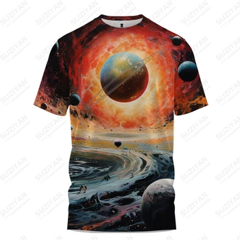 2023 Lete Nové pánske T -shirt, Vysoko kvalitné Voľné, Veľké T -shirt 3D Galaxy Vytlačené T -shirt Ulici Ležérne Módne pánske Top
