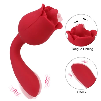 Ústne Jazyk Lízanie Vibrátor Vibračné Dildo Dual Head Bradavky Pošvy Masér Rose Tvar Stimulácia Klitorisu 2 v 1