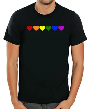 Dúhový Pride Veľké Srdce, LGBT Pride Krátky Rukáv Biele pánske Tričko K1005
