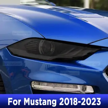 Auto Svetlometov na Ochranu Odtieň Anti-Scratch Ochranné Údené Black Film Kryt TPU Nálepky Na Mustang 2018-2023 Príslušenstvo