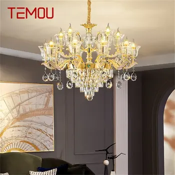 TEMOU Moderný Luster Gold Luxusné Crystal LED Sviečka Prívesok Lampa pre Výzdoba Domov, Obývacej Izby, Spálne, Hotelové Zariadenia,