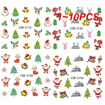 1~10PCS Snowflake Nail Art Obtlačky Vianočné Vzory Samolepiace Nálepky Nový Rok Zimné Gél Fólie Dekorácie