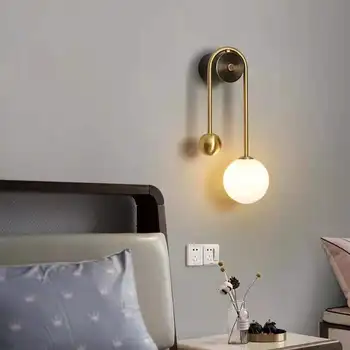 Moderné Sklenené Gule LED Nástenné Svietidlo Zlato Domova svietidlá Nordic Obývacia Izba, Spálňa Nástenné Svietidlo sconce