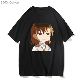 Pánske T-shirt Misaka Mikoto Na Aru Kagaku Č Railgun Anime Tričko Krátky Rukáv Bežné Tee-shirt Muži Móda O-krku, 100% Bavlna