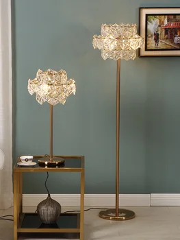 Nordic Luxusné LED stojacie Lampy Medi Crystal Obývacia izba Domov Stojí osvetlenie Spálne Villa Mramoru Vertikálne Svetlá