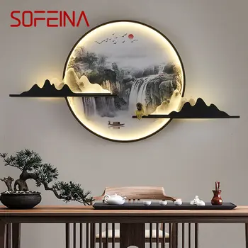 SOFEINA Moderné Nástenné Obrázok Svetlo LED Čínsky Tvorivé Kruhové Krajiny nástenná maľba Sconce Lampa Pre Domáce Obývacia Spálňa Štúdia