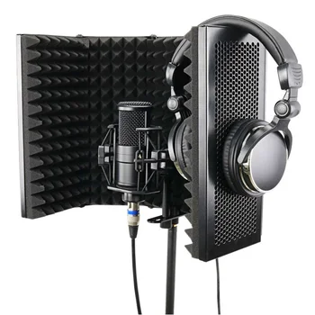 Mikrofón Izolácie Štít 5-Panel Vietor Obrazovke Vysokou Hustotou Penu pre Nahrávanie Live Vysielanie