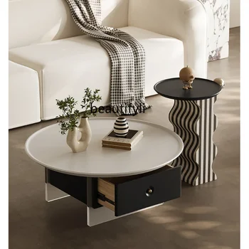 Taliansky-Style Svetlo Luxusné Akryl Pozastavenie Čaj Stôl Zmes Umeleckou Výzdobou Skladovanie