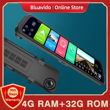 Bluavido 4G ADAS Android Auto Zrkadlo videorekordér GPS Navigácie 12 Palcový Zozadu 1080P DVR Dash Fotoaparát, WiFi Vzdialený Monitoring