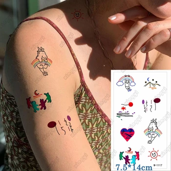 Nepremokavé Dočasné Tetovanie Nálepky Cartoon Medveď Pán Krokodíla Roztomilý Iny Rainbow Flash Tetovanie Falošné Tatto pre Dieťa Deti, Ženy, Muži