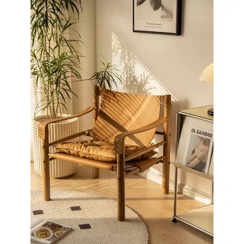 Nordic retro rozkladacie kreslo domov obývacia izba jeden voľný čas stoličky dánska masívneho dreva sedlo kožené lov stoličky dizajnér