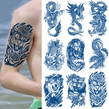 15 Dní Rastlinné Šťavy Tetovanie Draka, Hada Fox Tiger Zvierat Dizajn Dočasné Nepremokavé Sweatproof Falošné Tetovanie Nálepky