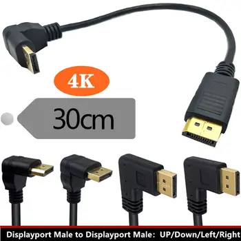 4K Pozlátené 90 Stupňov Doľava A Doprava Koleno DP Kábel High-Definition Kábel DisplayPort Kábel DP Na DP M/M Kábel Adaptéra