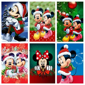 5D Diy Plný Vrták Diamond Maľovanie Disney Vianočné Mickey Minnie Cartoon Mozaiky Výšivky Cross Stitch Súpravy, Domov, Deti, Darčeky