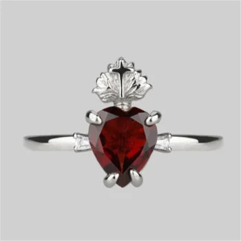 Nové Červené Srdce Crystal Kríž Zapojenie snubný Prsteň Temperament Žien Prst Prsteň Doplnky, Módne Šperky Dary
