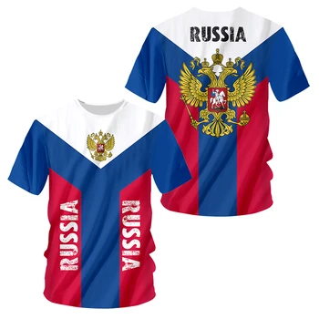 Rusko Symbol 3D Tlač Tričko Muž v Lete O-Krku Krátky Rukáv Nadrozmerné Top Bežné Tee Voľné Streetwear Harajaku