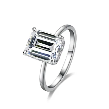 Luxusné Moissanite Diamantové Prstene pre Ženy v Tvare Zuma Zelený Obdĺžnik Obdĺžnik 4 Carat D Farebné Šperky snubný Prsteň