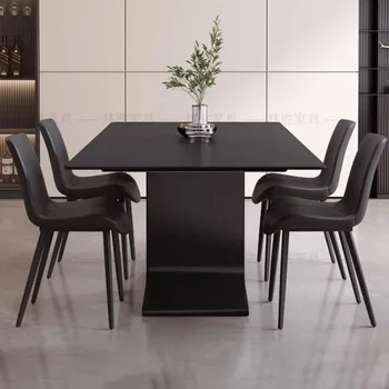 Taliansky Rock Panel Jedálenský Stôl Moderný Minimalistický Jednotky Domácnosti Pure Black Obdĺžnikový Jedálenský Stôl dizajnový Nábytok YX50DT