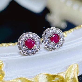Prírodné Ruby náušnice pre ženy, striebro 925 šperky, luxusné drahých kameňov 18k zlatom zadarmo shiping položiek