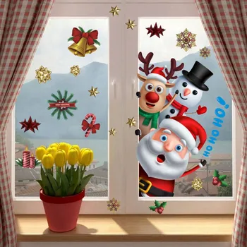 Vianočné Santa Claus Okno Nálepky Zdobia Elk Snehuliak Chladnička Magnety